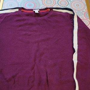 Plum Color Racer Stripe Sweater